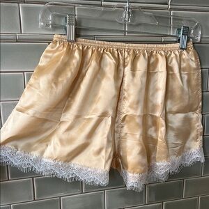Silk Satin Lace Trim Shorts